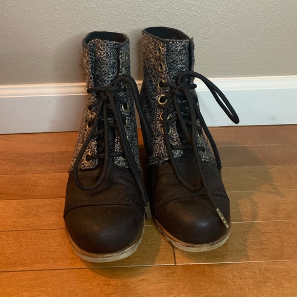 Sorel Black Pdx Leather Wedge black speckle size 8 - Picture 6 of 7